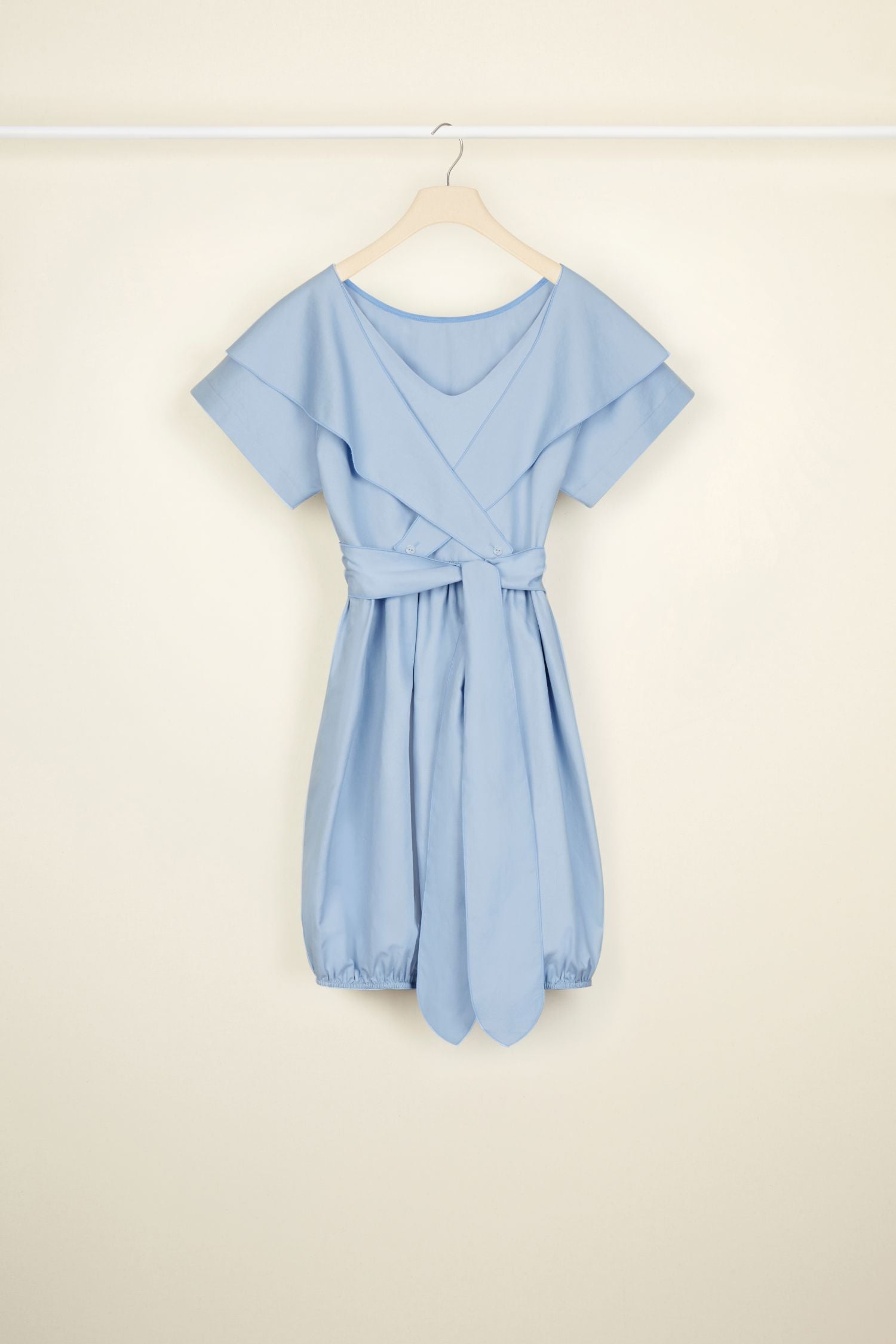 Robe boule en coton à dos croisé - Blueberry