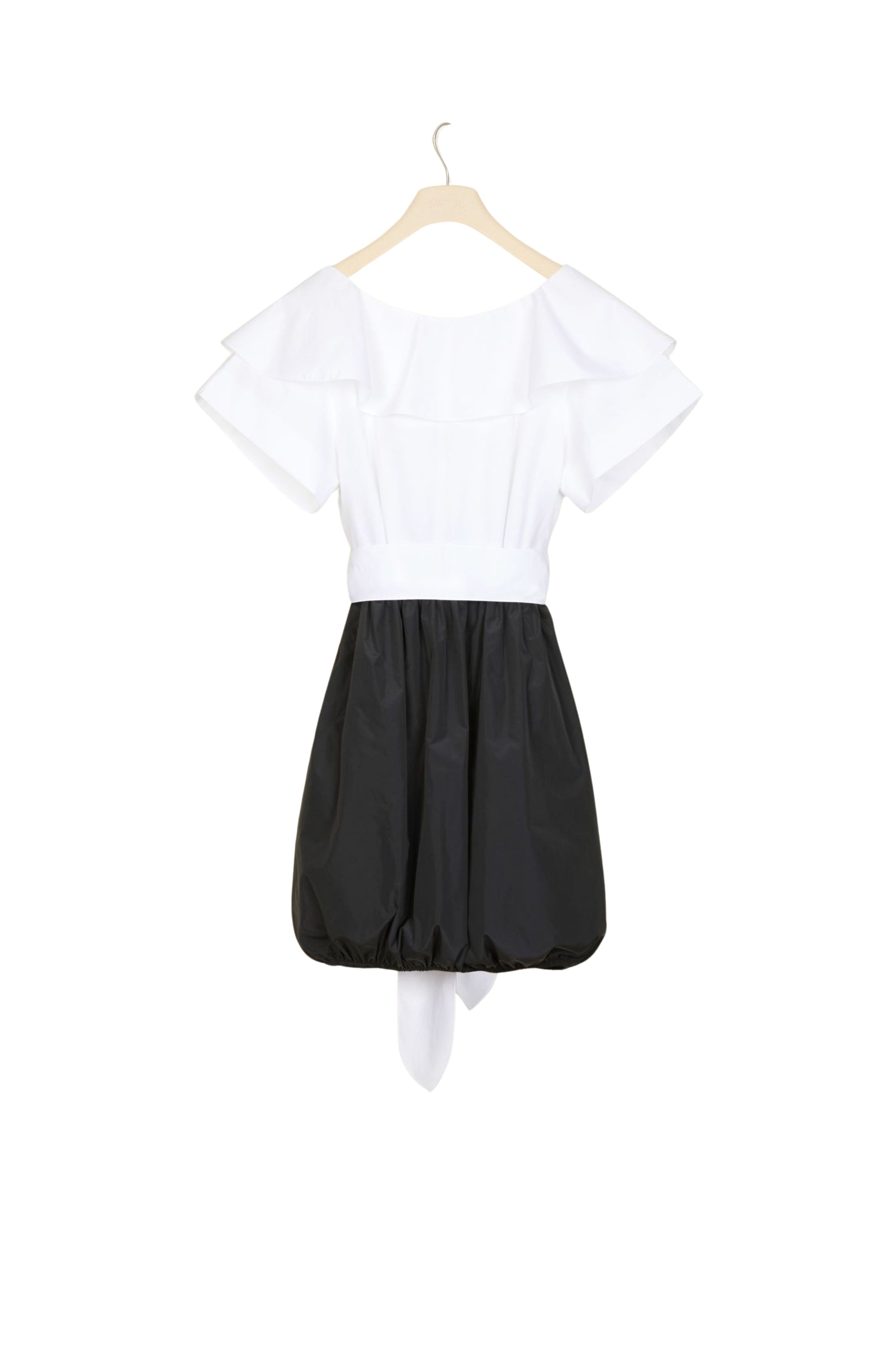 Robe boule en coton à dos croisé - Noir et Blanc