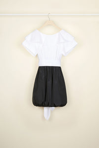 Cotton ball dress with cross-over back - Black and White