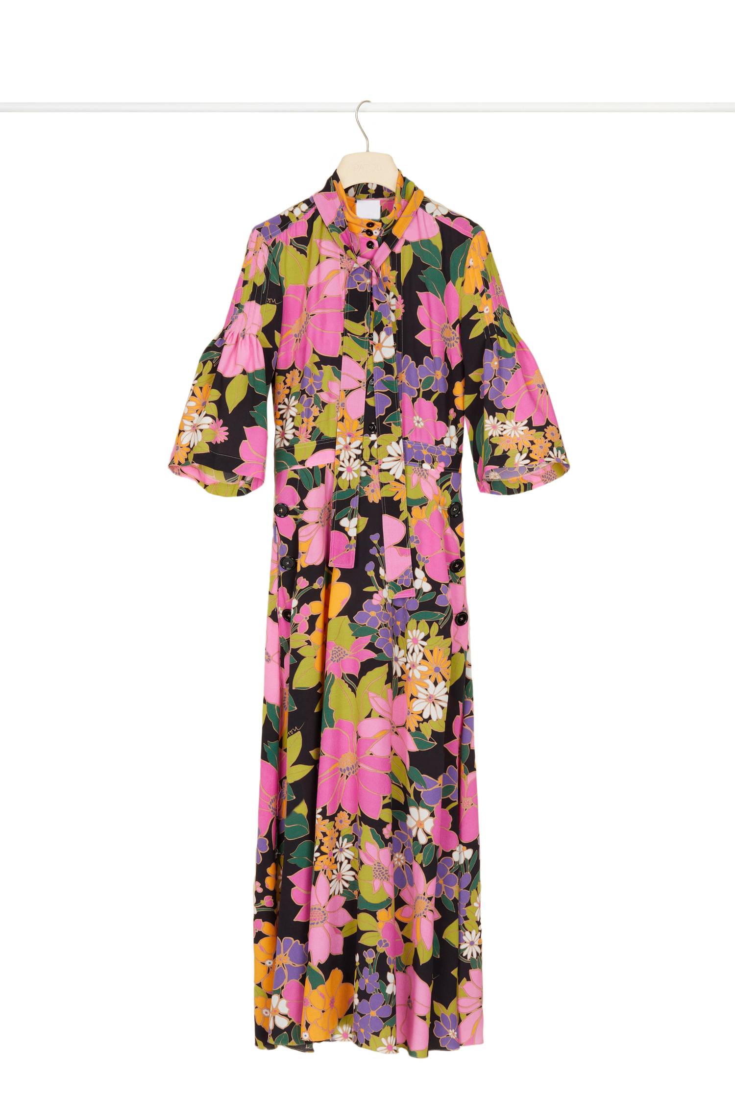Robe midi imprimée à col foulard - Imprimé Autumn Flowers
