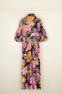 Robe midi imprimée à col foulard - Imprimé Autumn Flowers
