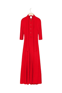Robe midi à col foulard - Rouge