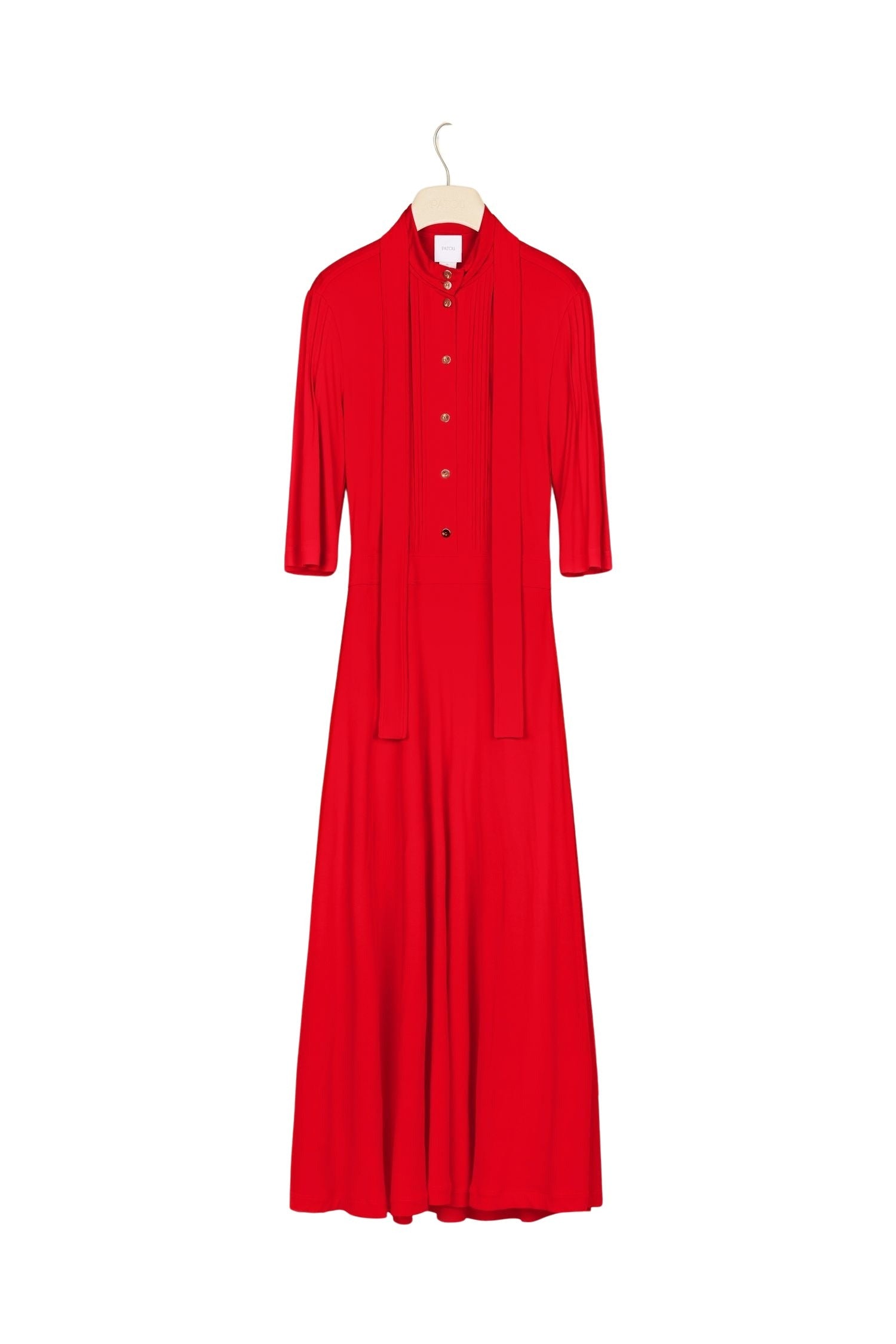 Robe midi à col foulard - Rouge