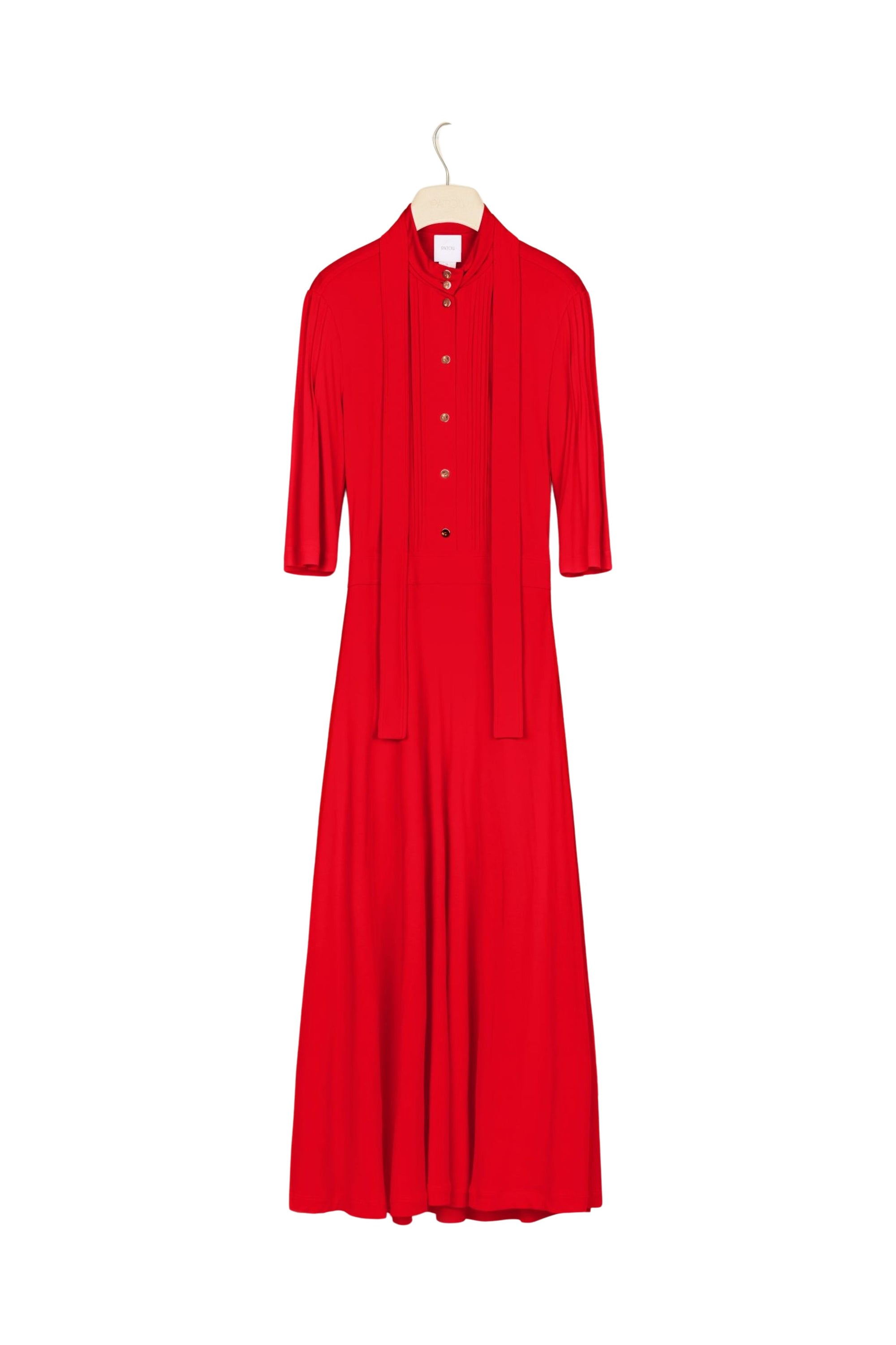 Midi dress with scarf collar - Red