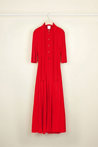 Robe midi à col foulard - Rouge