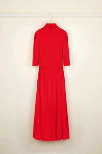 Robe midi à col foulard - Rouge