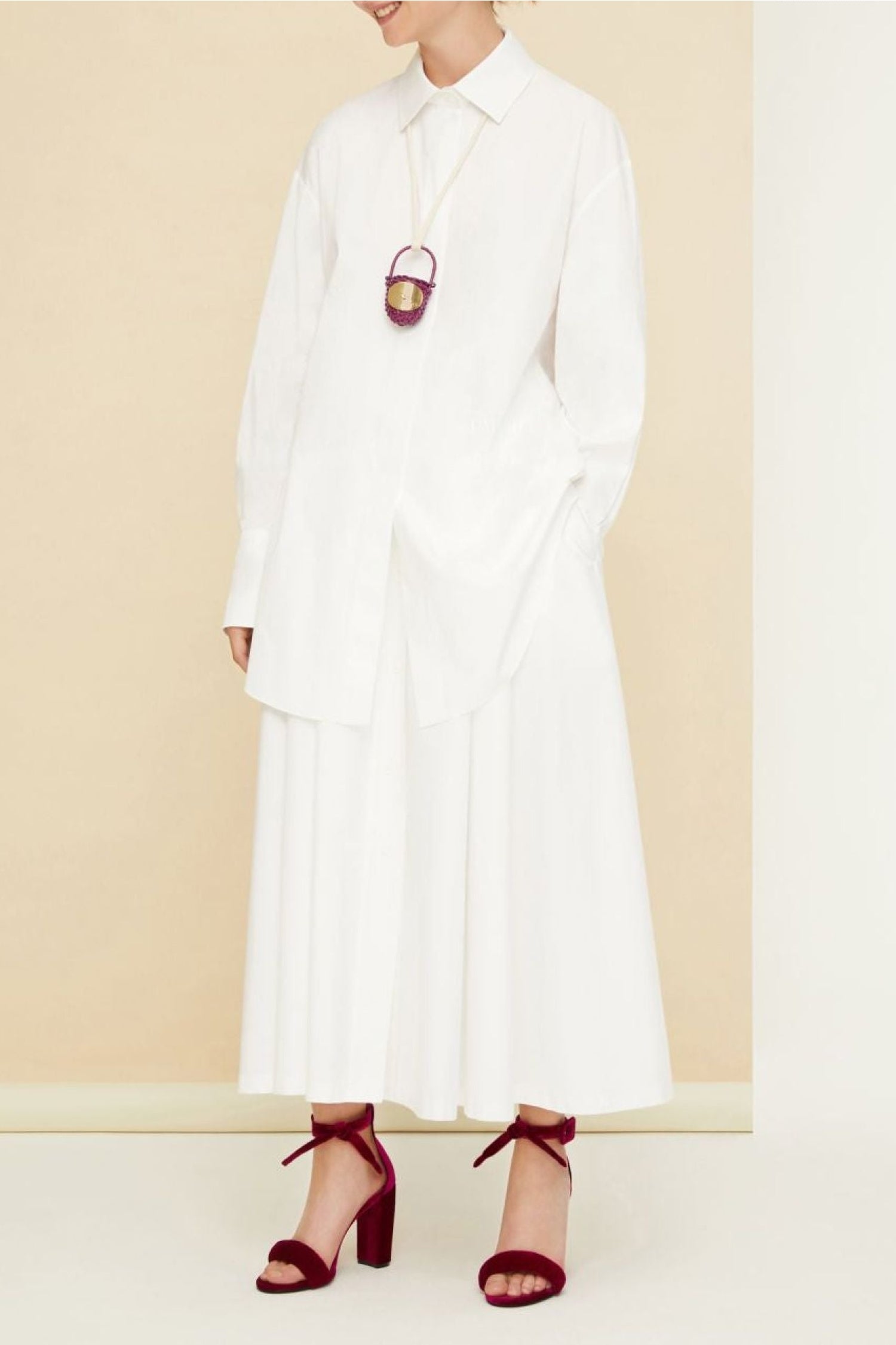 Robe chemise courte en popeline de coton - Blanc