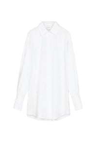 Robe chemise courte en popeline de coton - Blanc