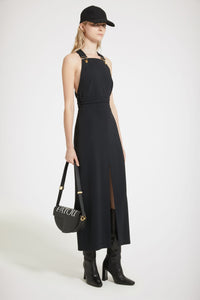 Robe salopette en crêpe technique - Noir