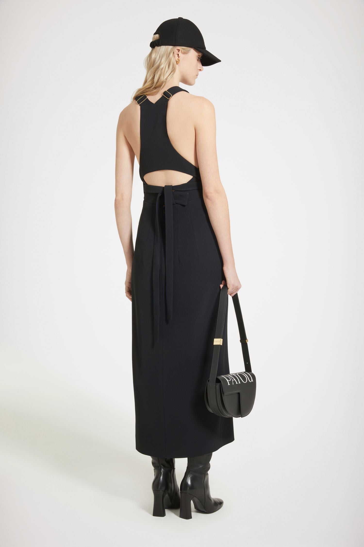 Robe salopette en crêpe technique - Noir
