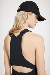 Robe salopette en crêpe technique - Noir