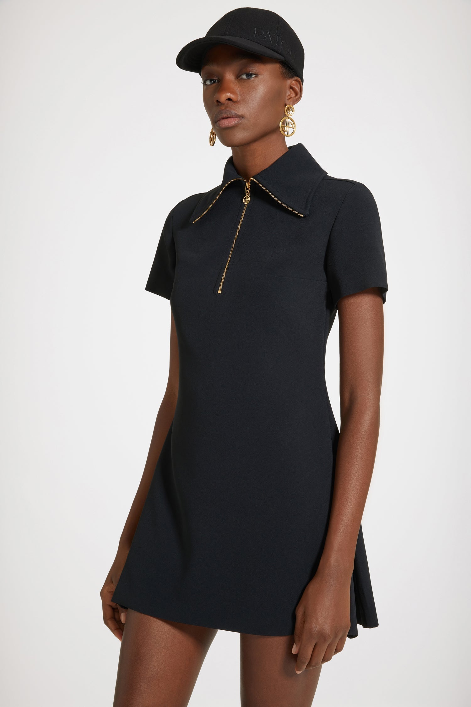 Robe patineuse courte en crêpe technique - Noir