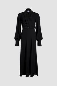 Robe longue à bustier croisé en crêpe éco-responsable
