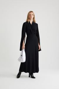 Robe longue à bustier croisé en crêpe éco-responsable