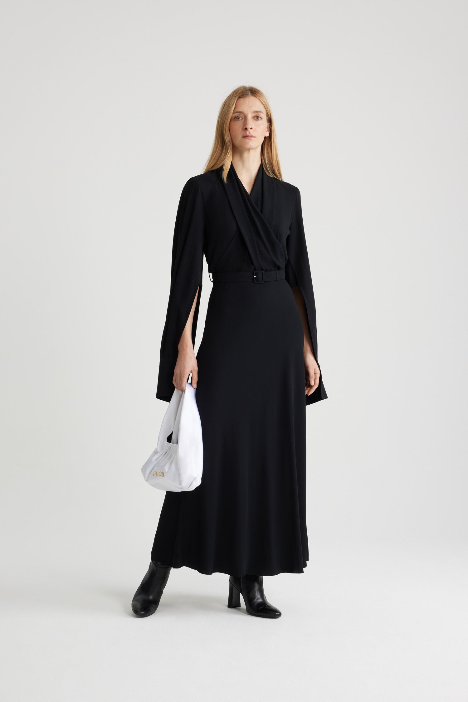 Robe longue à bustier croisé en crêpe éco-responsable