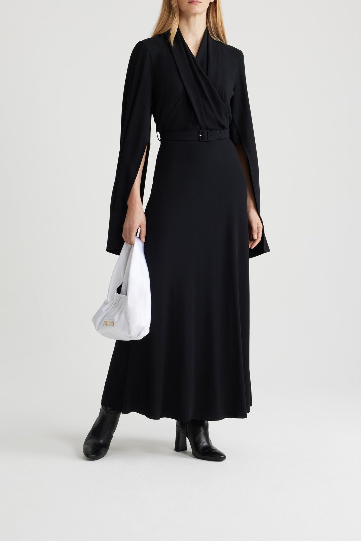 Robe longue à bustier croisé en crêpe éco-responsable