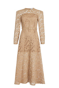 Robe longue en dentelle - Sable