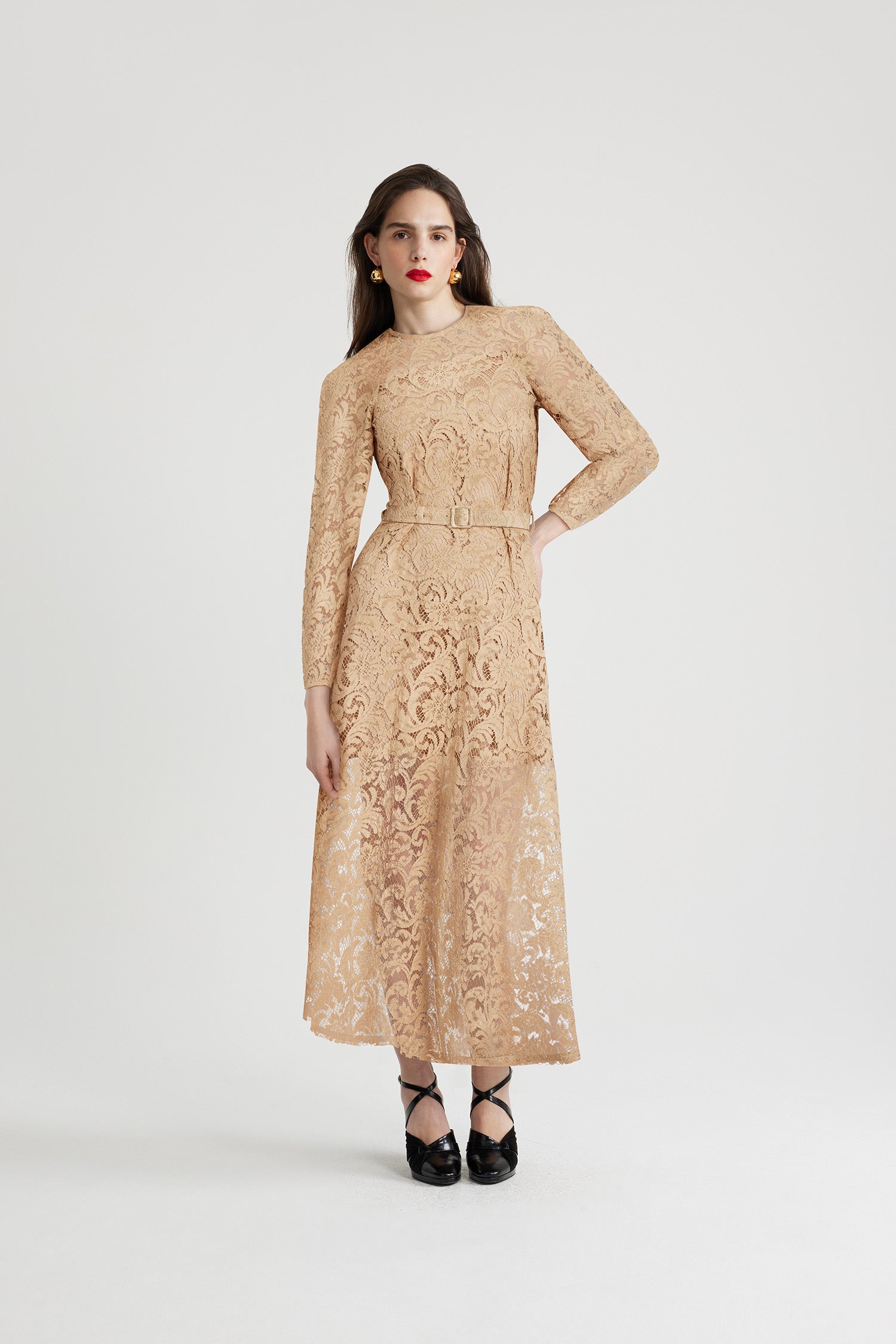 Robe longue en dentelle de coton bio