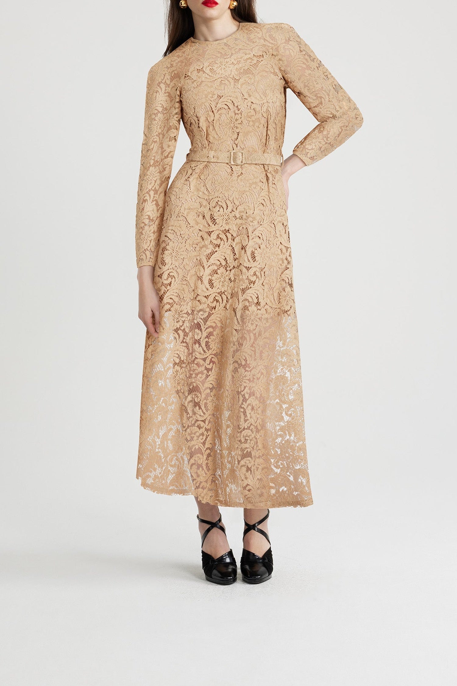 Robe longue en dentelle de coton bio