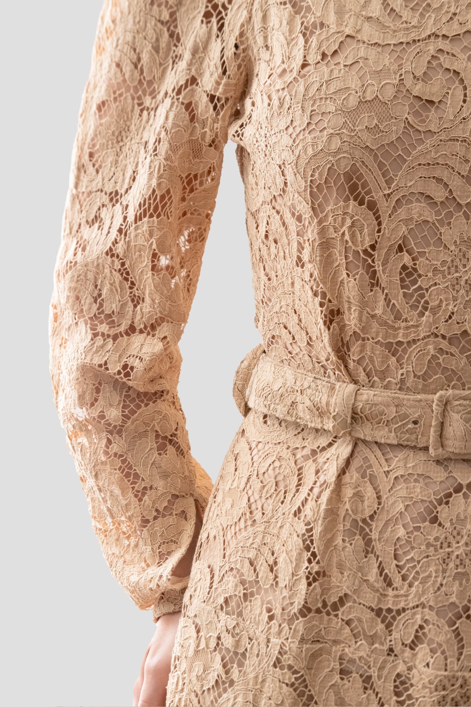 Robe longue en dentelle - Sable