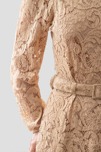 Gray Sand / Robe longue en dentelle de coton bio