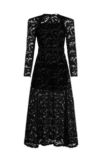 Black / Robe longue en dentelle de coton bio