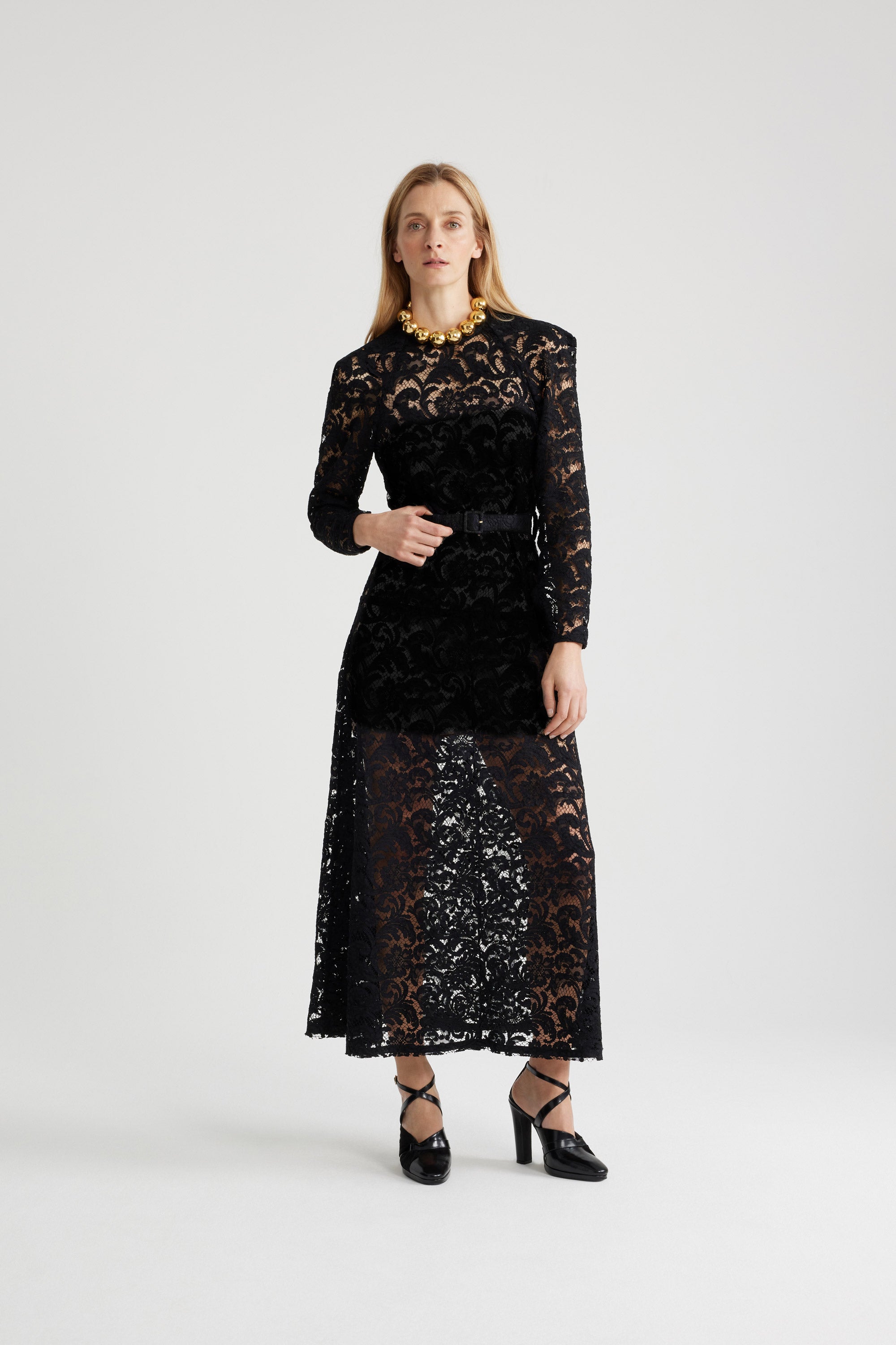 Robe longue en dentelle de coton bio