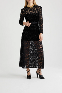 Airy Blue / Robe longue en dentelle de coton bio