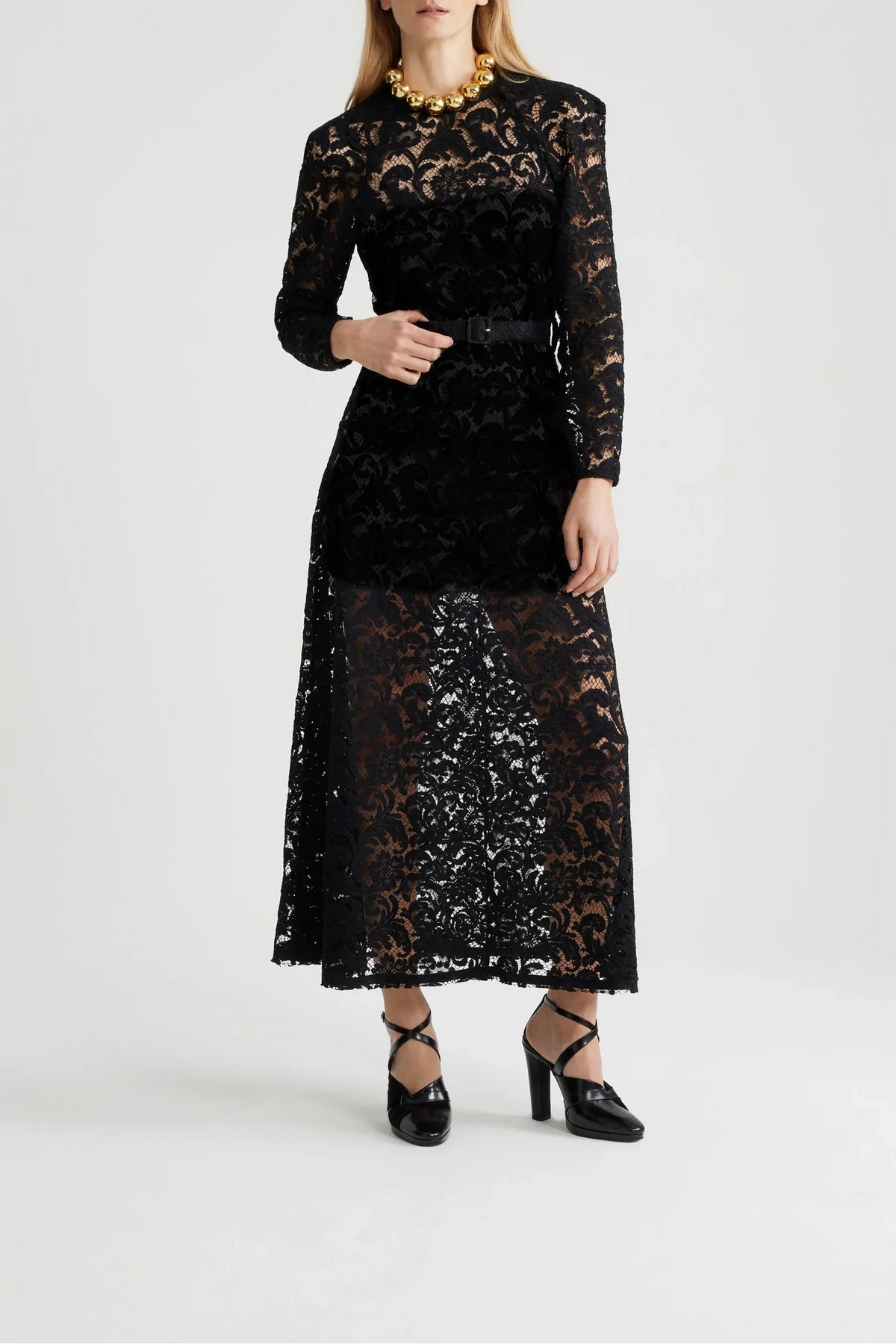 Airy Blue / Robe longue en dentelle de coton bio