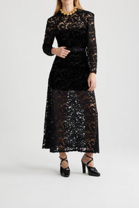 Robe longue en dentelle de coton bio