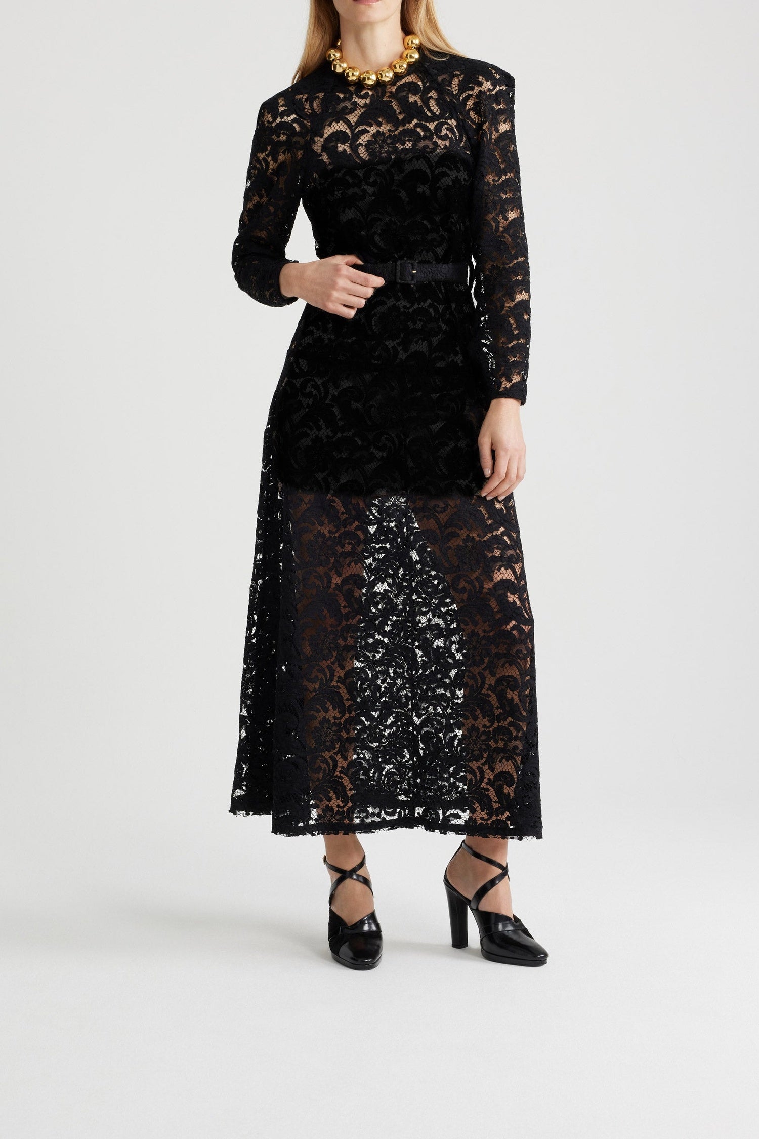 Robe longue en dentelle de coton bio