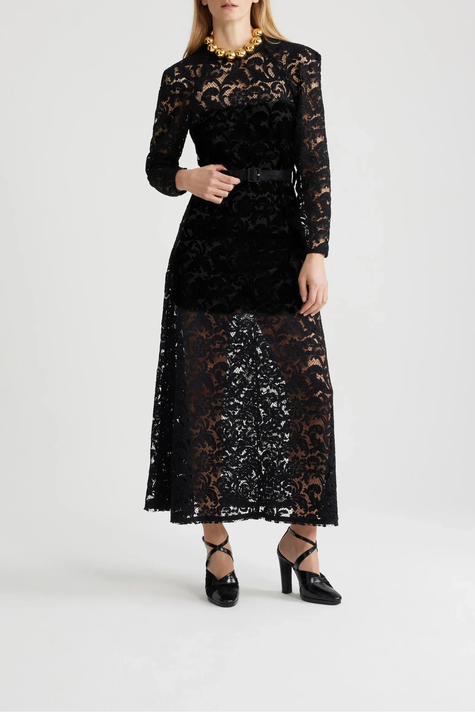 Robe longue en dentelle - Bleu Ciel