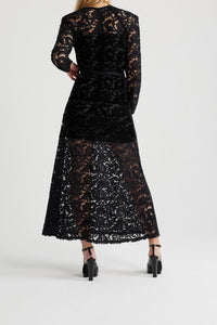 Black / Robe longue en dentelle de coton bio