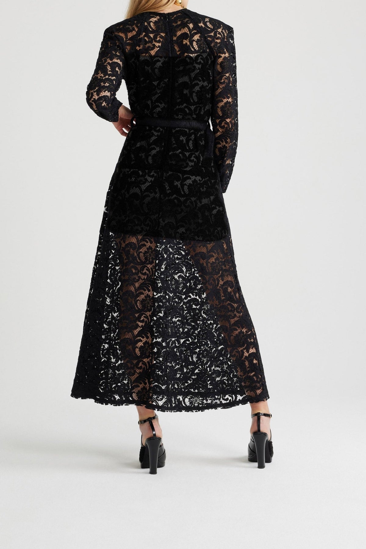 Black / Robe longue en dentelle de coton bio