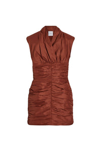 Cinnamon / Robe dos nu courte en faille recyclée
