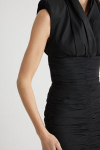 Black / Robe dos nu courte en faille recyclée