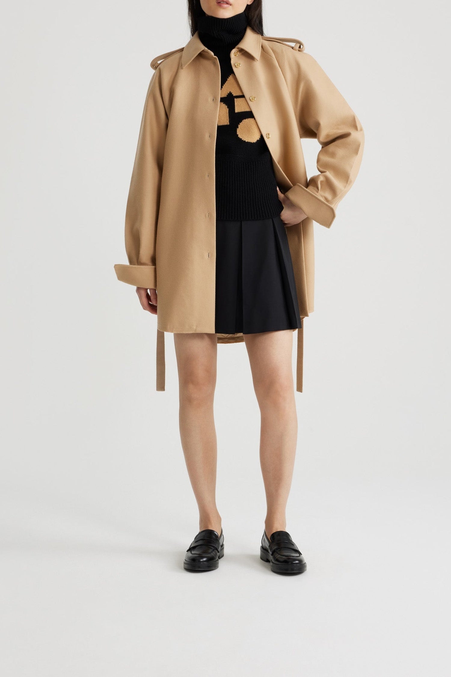 Robe chemise courte en mélange de laine recyclée