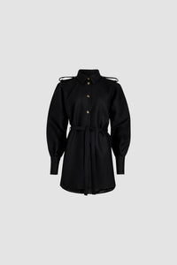 Robe chemise courte en mélange de laine recyclée