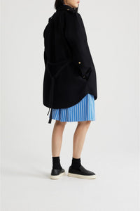 Robe chemise courte en laine - Noir