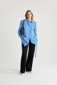 Victoria Blue Stripes / Robe chemise courte en coton bio éco-responsable