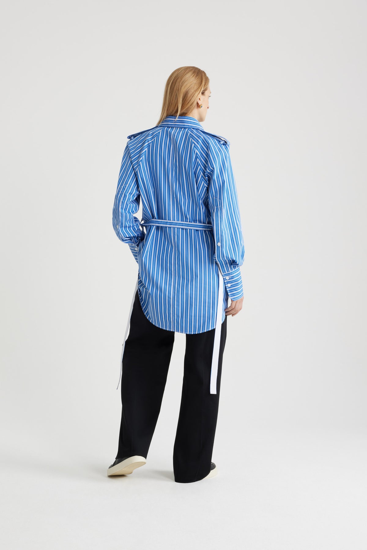 Victoria Blue Stripes / Robe chemise courte en coton bio éco-responsable
