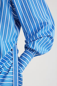 Victoria Blue Stripes / Robe chemise courte en coton bio éco-responsable