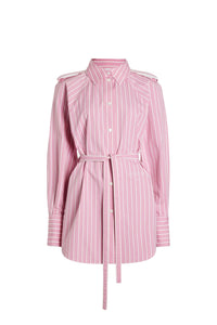 Pink Stripes / Robe chemise courte en coton bio éco-responsable