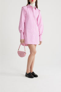 Short cotton shirt dress - Pink