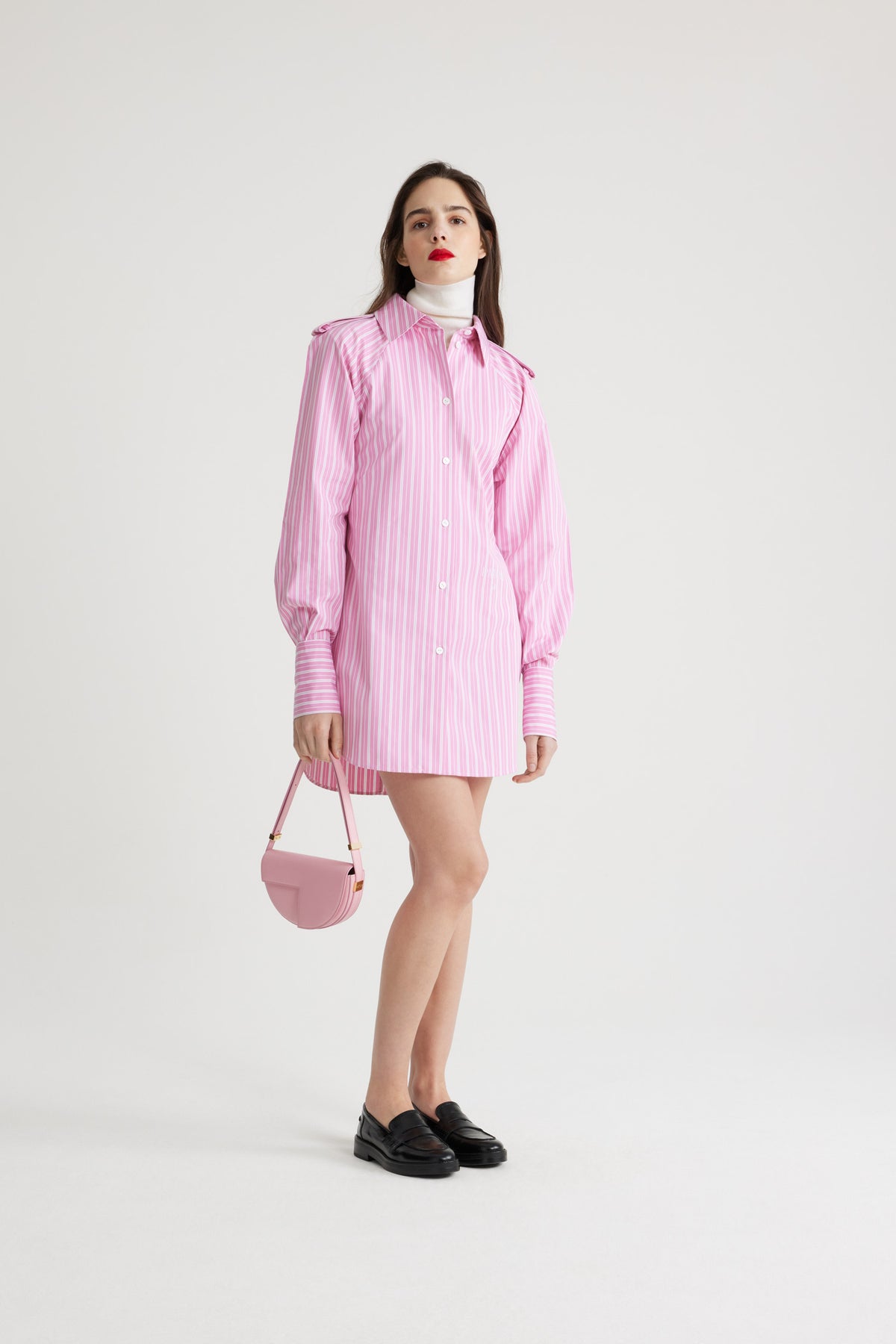 Pink Stripes / Robe chemise courte en coton bio éco-responsable