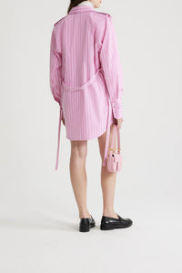 Short cotton shirt dress - Pink