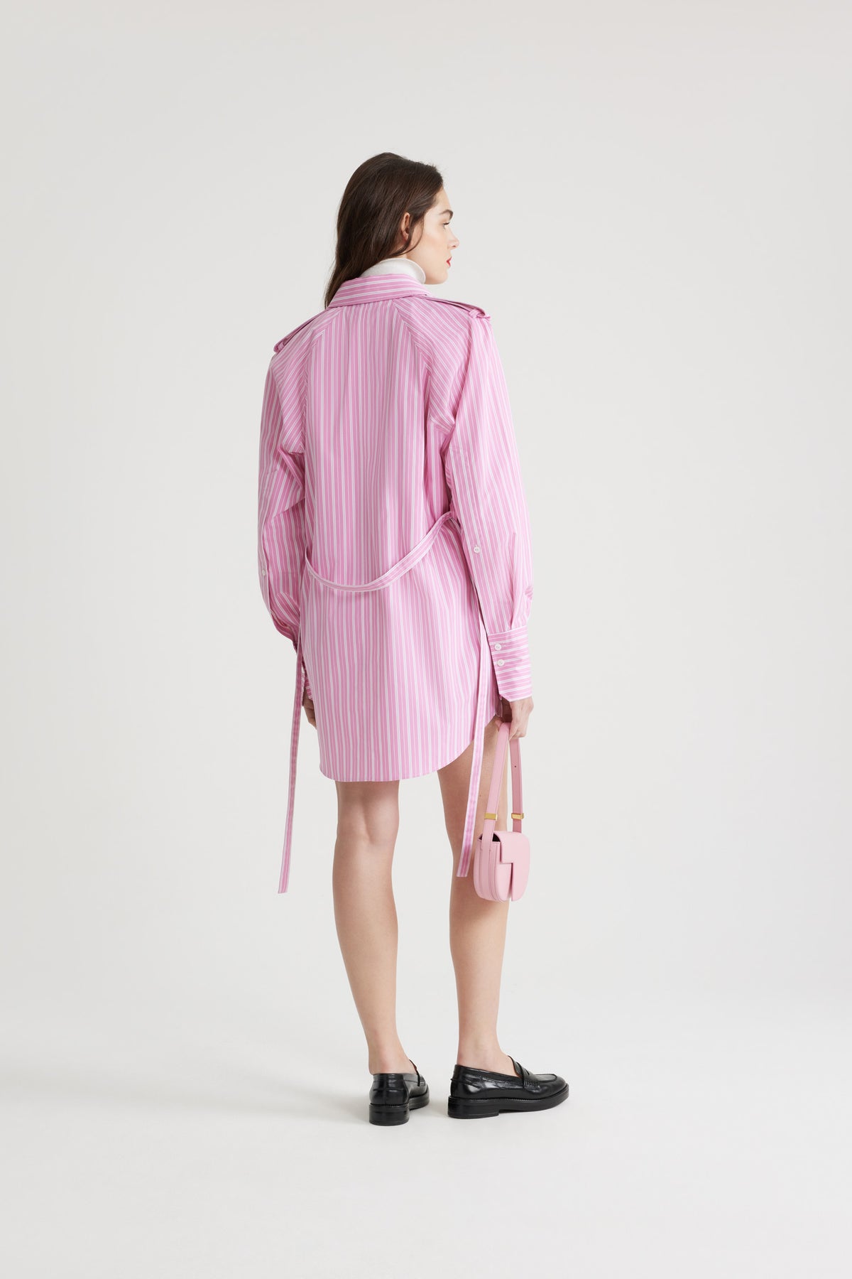 Pink Stripes / Robe chemise courte en coton bio éco-responsable
