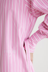 Pink Stripes / Robe chemise courte en coton bio éco-responsable