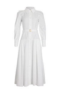 Robe chemise longue en coton - Blanc