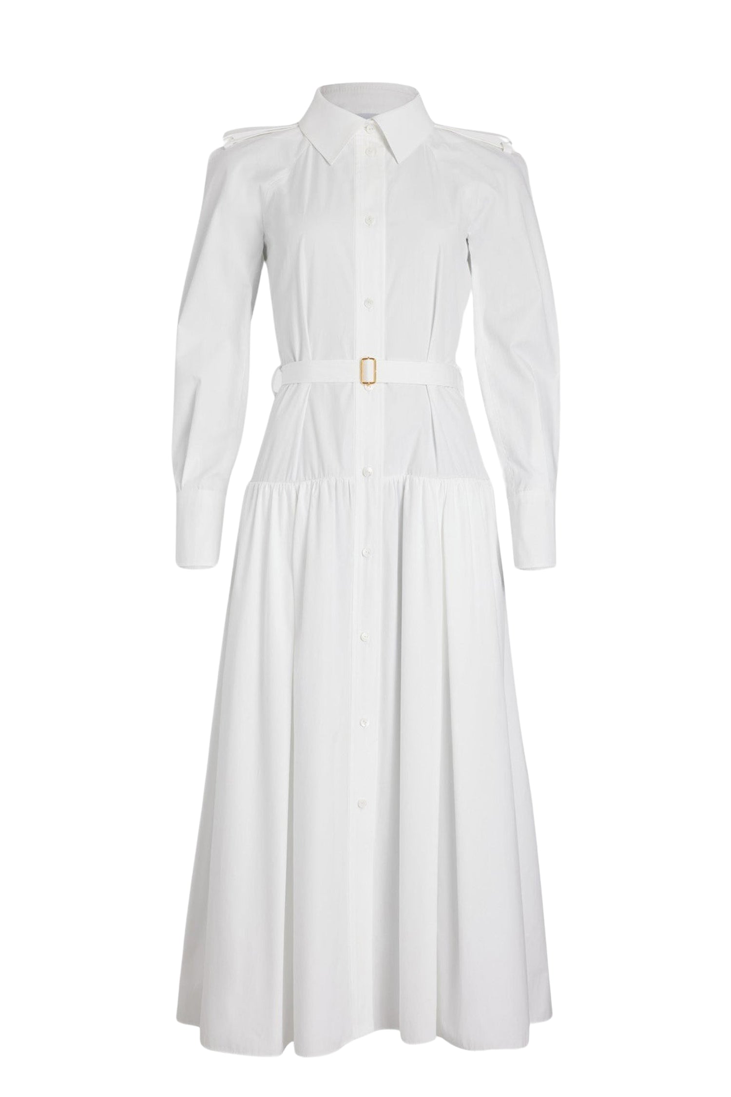 Robe chemise longue en coton - Blanc